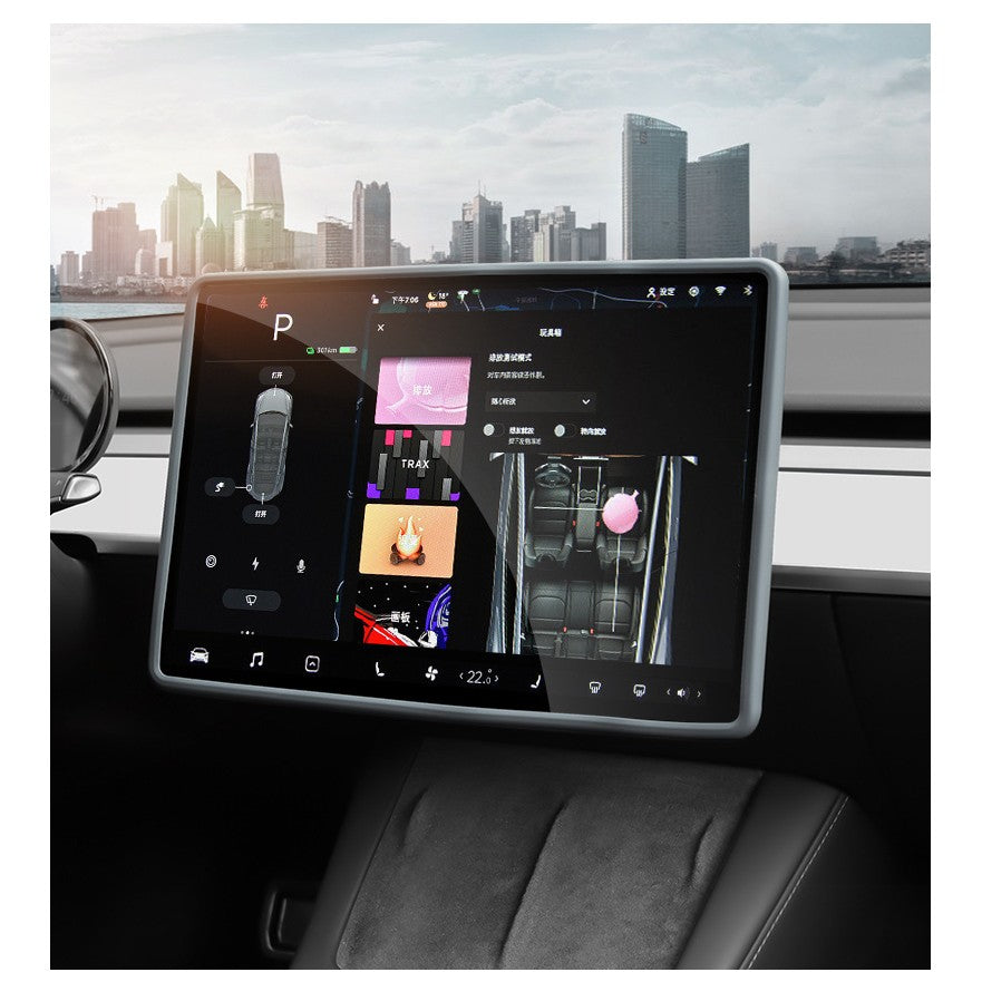 Husa de Protectie Margini Ecran Frontal Tesla, Flipp, Compatibil cu Tesla Model 3/Y, din TPE, Gri-6