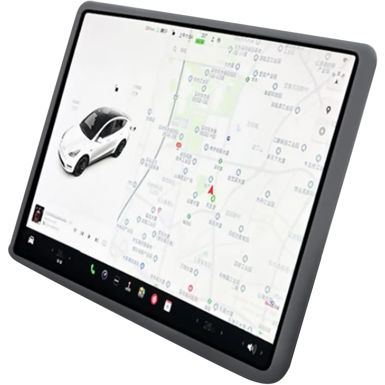 Husa de Protectie Margini Ecran Frontal Tesla, Flipp, Compatibil cu Tesla Model 3/Y, din TPE, Gri-1