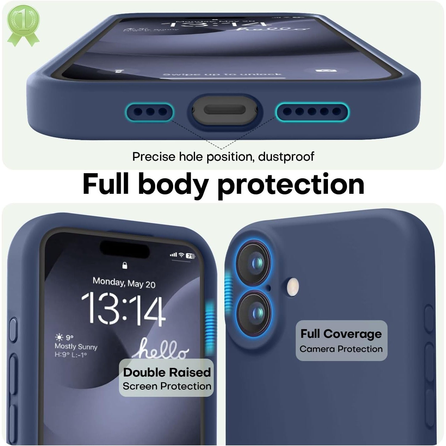Husa de Protectie Matte TPU, Flippy, pentru Apple iPhone 16 Plus, Protectie Camera, Antisoc, Antizgariere, Antialunecare, Acoperire Completa, Albastru-2