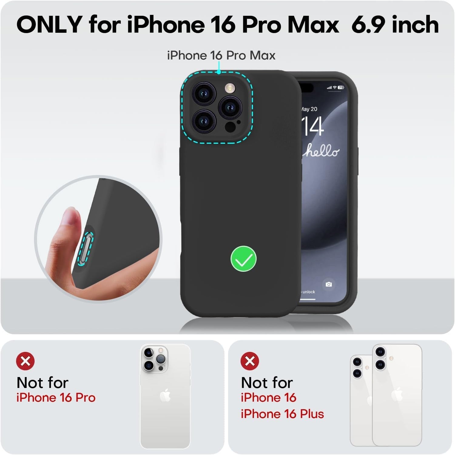Husa de Protectie Matte TPU, Flippy, pentru Apple iPhone 16 Pro Max, Protectie Camera, Antisoc, Antizgariere, Antialunecare, Acoperire Completa, Negru-4