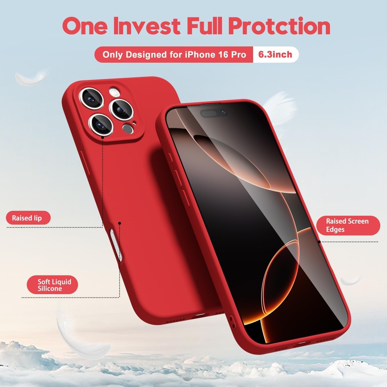 Husa de Protectie Matte TPU, Flippy, pentru Apple iPhone 16 Pro, Protectie Camera, Antisoc, Antizgariere, Antialunecare, Acoperire Completa, Rosu-2