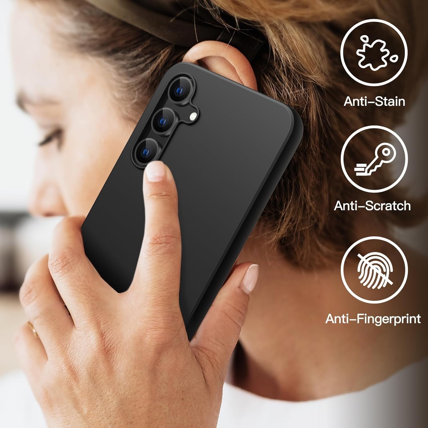 Husa de Protectie Matte TPU, Flippy, pentru Samsung Galaxy S24 FE, Protectie Camera, Antisoc, Antizgariere, Antialunecare, Acoperire Completa, Negru-1