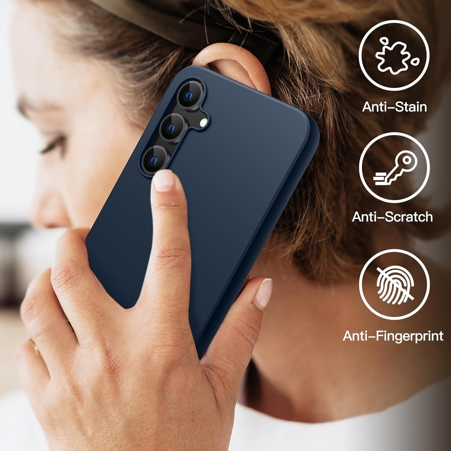 Husa de Protectie Matte TPU, Flippy, pentru Samsung Galaxy S24 FE, Protectie Camera, Antisoc, Antizgariere, Antialunecare, Acoperire Completa, Albastru-1