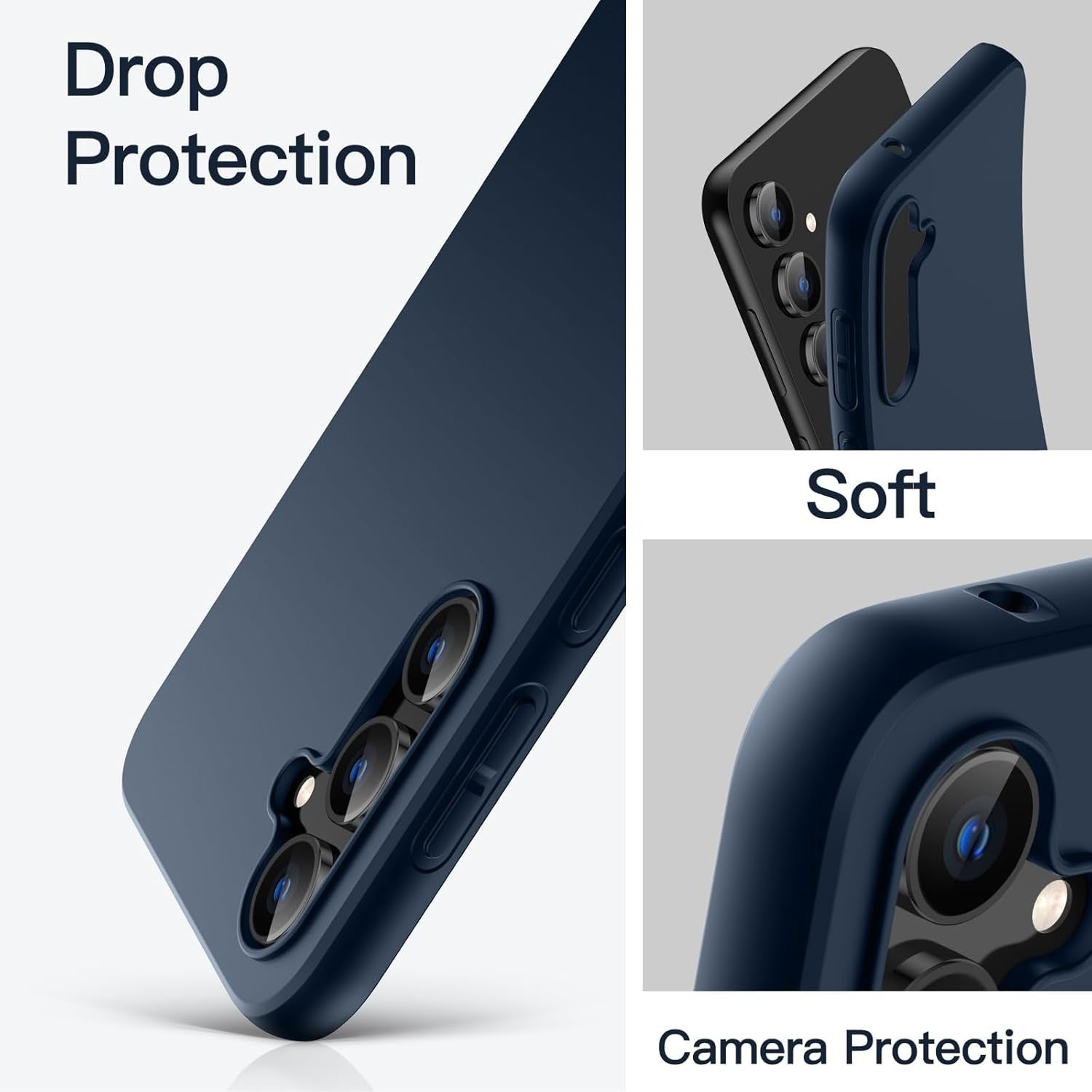 Husa de Protectie Matte TPU, Flippy, pentru Samsung Galaxy S24 FE, Protectie Camera, Antisoc, Antizgariere, Antialunecare, Acoperire Completa, Albastru-3