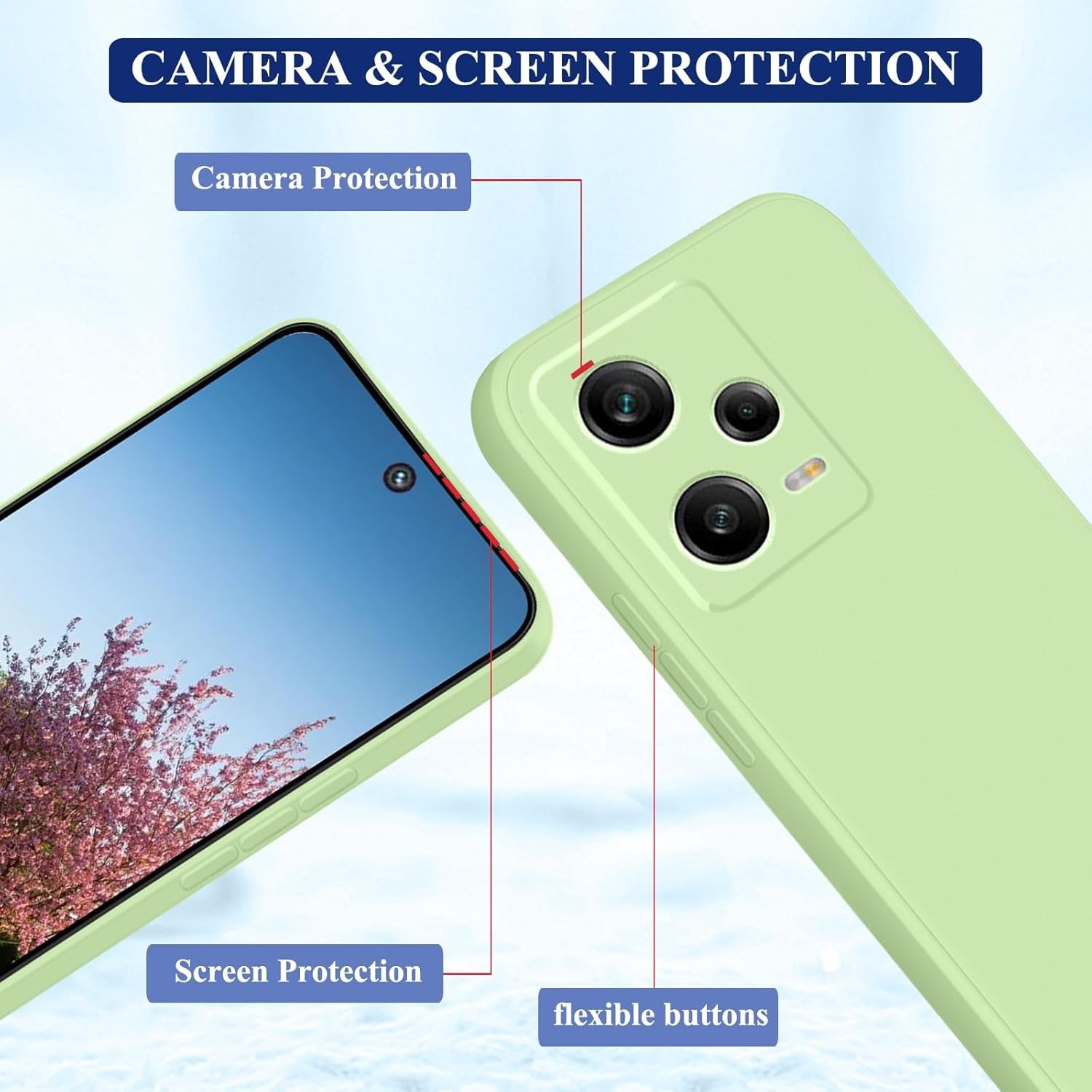 Husa de Protectie Matte TPU, Flippy, pentru Xiaomi Redmi 12 Pro, Protectie Camera, Antisoc, Antizgariere, Antialunecare, Acoperire Completa, Verde-2