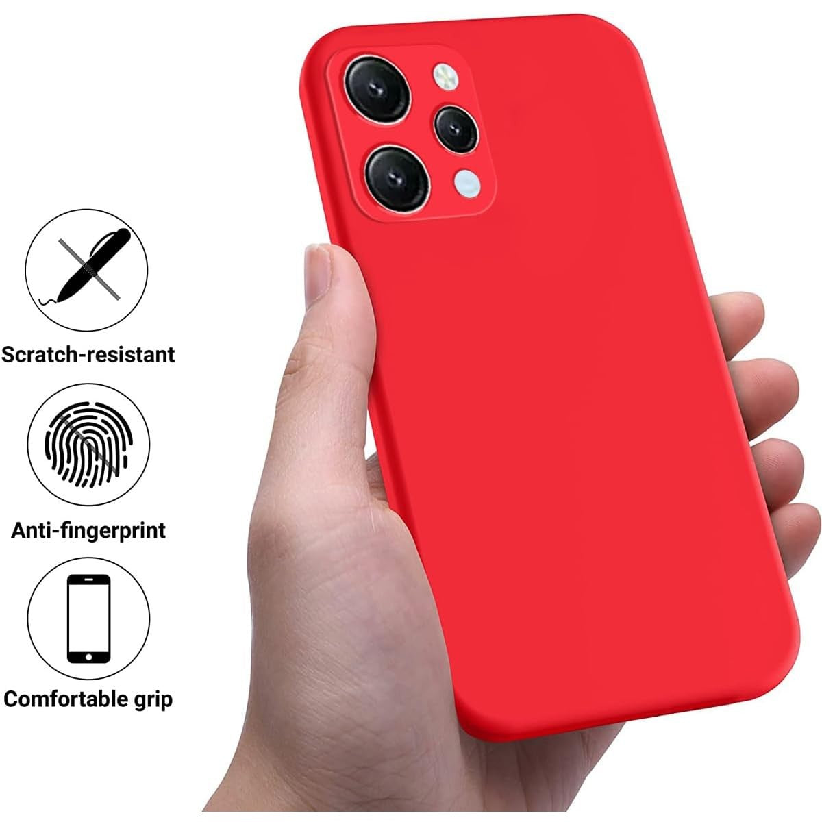 Husa de Protectie Matte TPU, Flippy, pentru Xiaomi Redmi 12, Protectie Camera, Antisoc, Antizgariere, Antialunecare, Acoperire Completa, Rosu-2