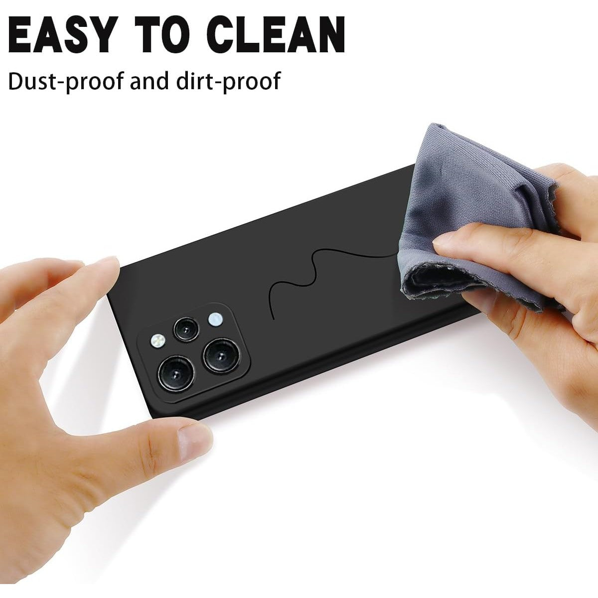 Husa de Protectie Matte TPU, Flippy, pentru Xiaomi Redmi 12, Protectie Camera, Antisoc, Antizgariere, Antialunecare, Acoperire Completa, Negru-1