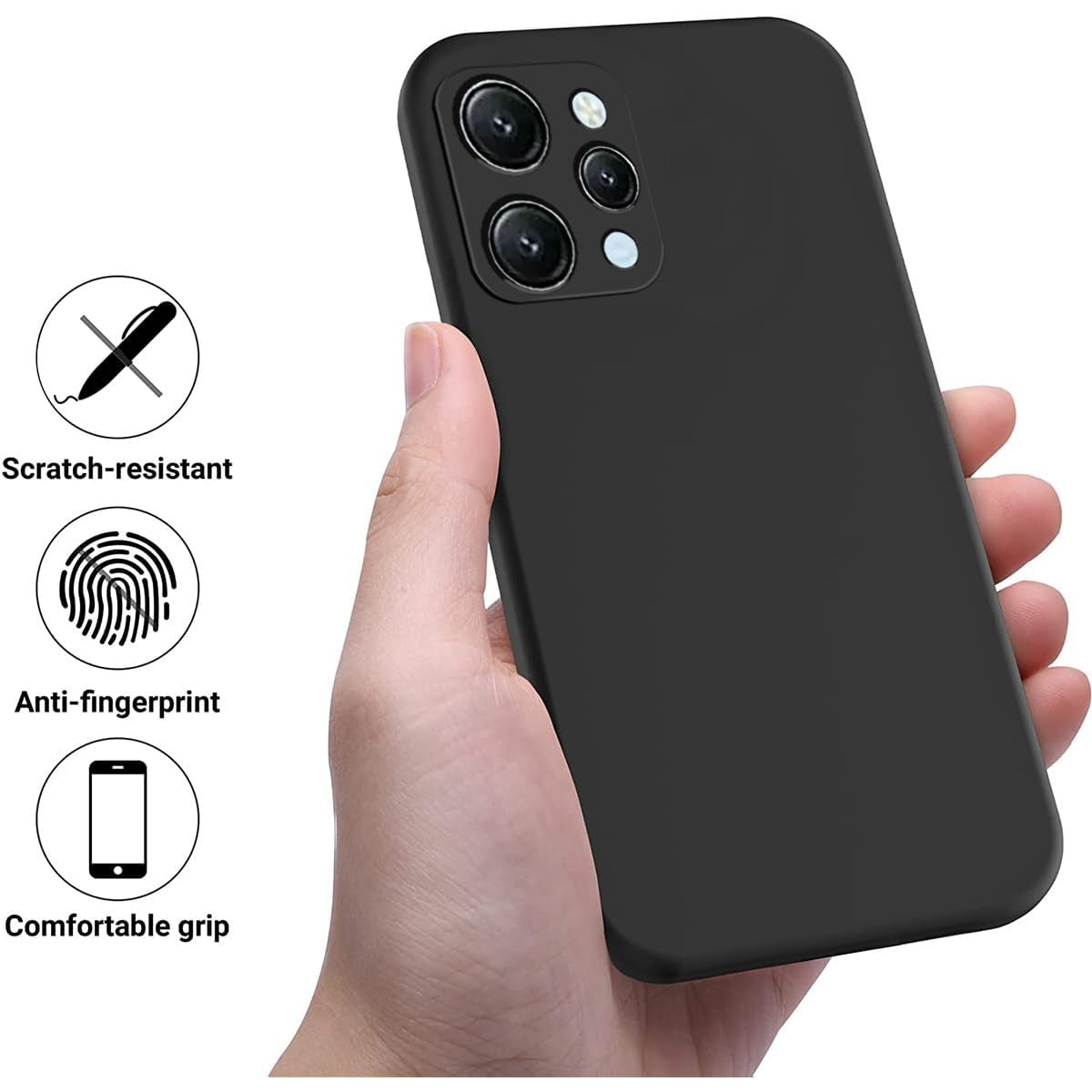 Husa de Protectie Matte TPU, Flippy, pentru Xiaomi Redmi 12, Protectie Camera, Antisoc, Antizgariere, Antialunecare, Acoperire Completa, Negru-4