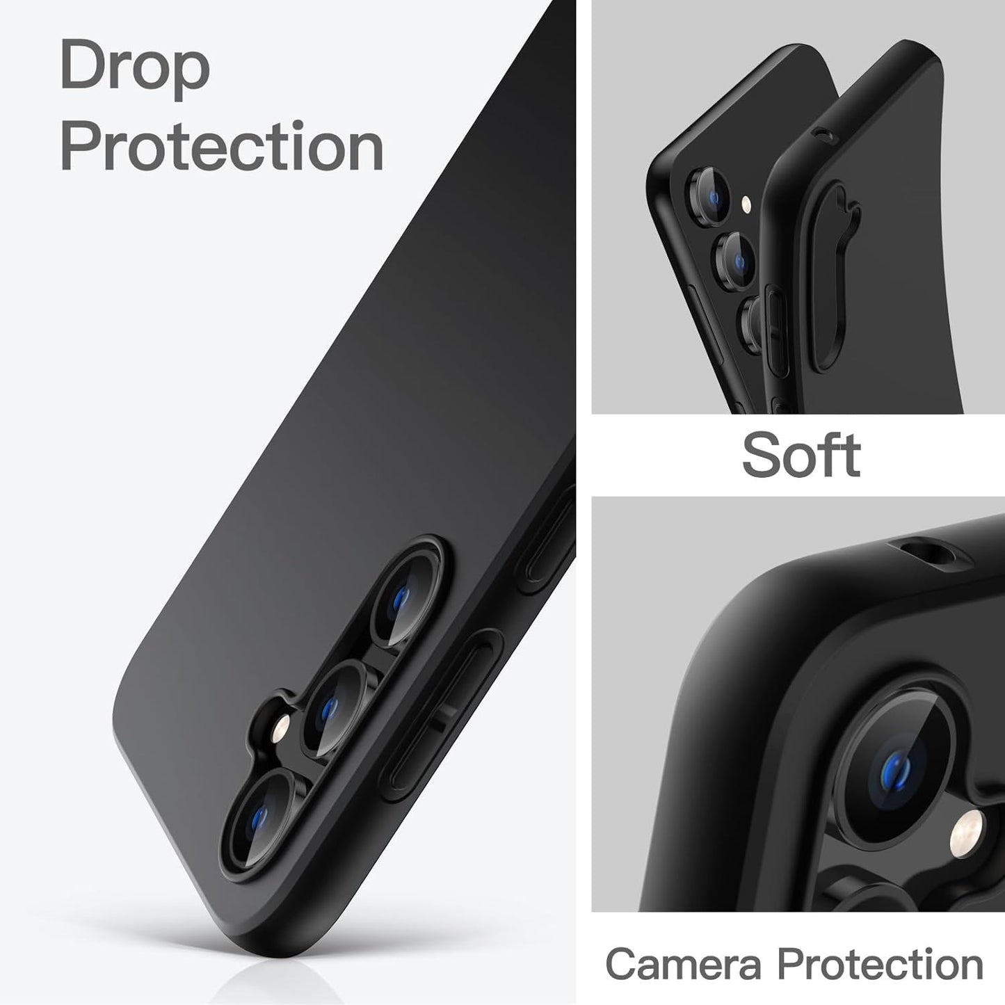 Husa de Protectie Matte TPU, Flippy, pentru Xiaomi Redmi 13C, Protectie Camera, Antisoc, Antizgariere, Antialunecare, Acoperire Completa, Negru-3
