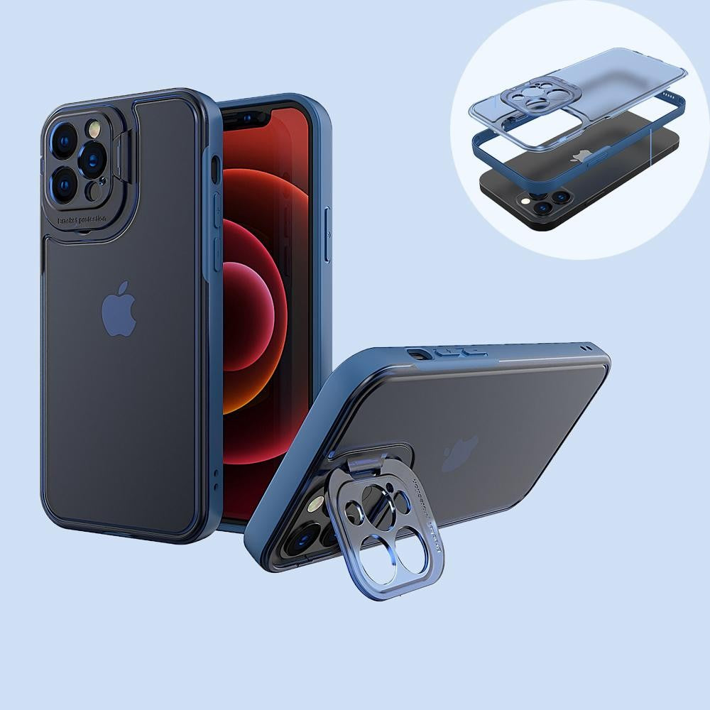 Husa de protectie pentru Apple iPhone 14 Plus, Flippy, Bracket series cu suport si protectie pentru camera, Albastru-1