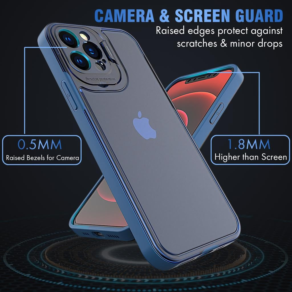 Husa de protectie pentru Apple iPhone 14 Plus, Flippy, Bracket series cu suport si protectie pentru camera, Albastru-2