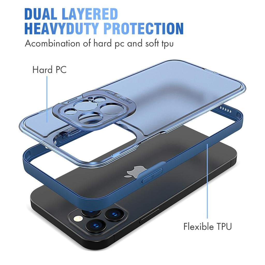 Husa de protectie pentru Apple iPhone 14 Plus, Flippy, Bracket series cu suport si protectie pentru camera, Albastru-3