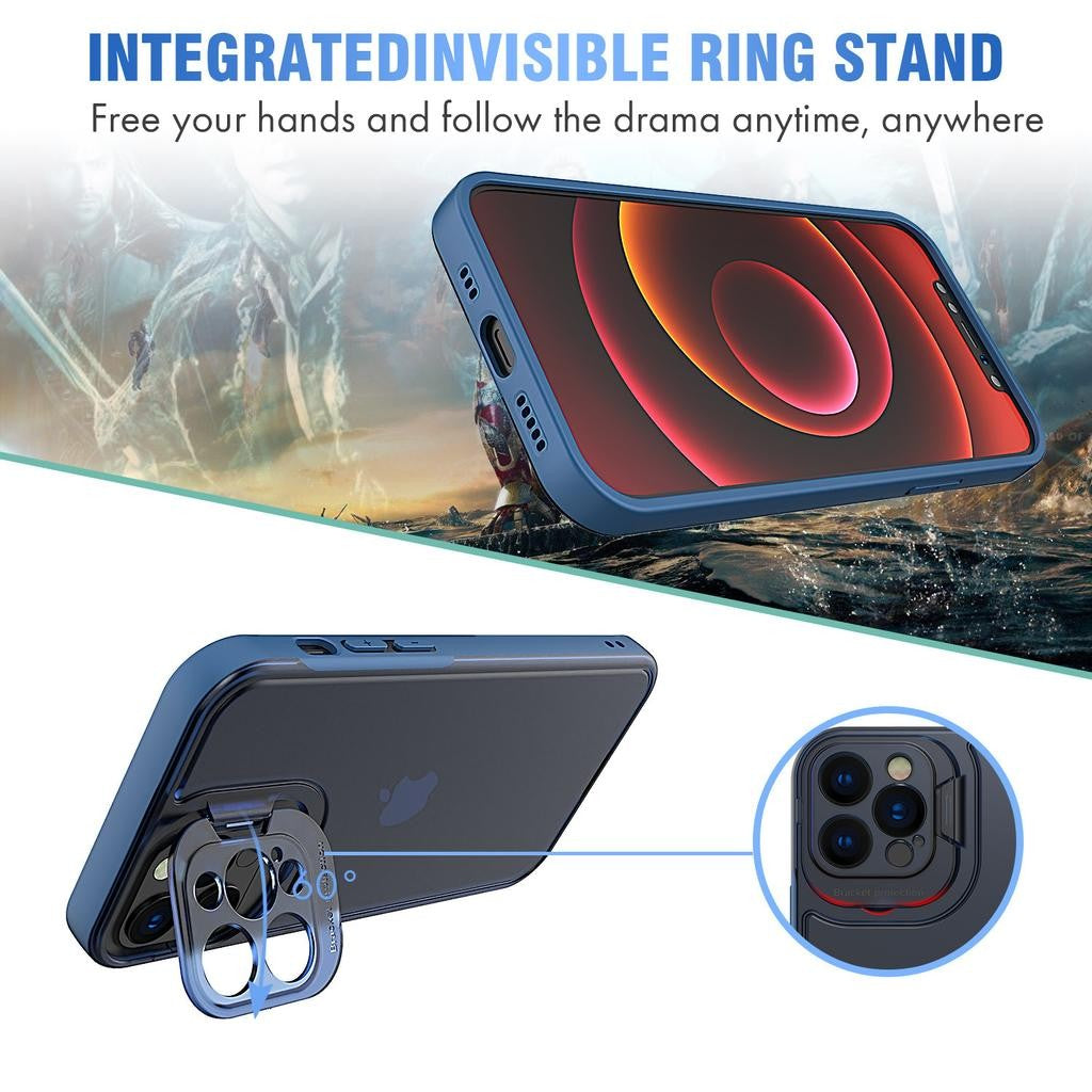 Husa de protectie pentru Apple iPhone 14 Plus, Flippy, Bracket series cu suport si protectie pentru camera, Albastru-4