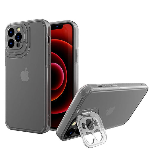 Husa de protectie pentru Apple iPhone 14 Pro, Flippy, Bracket series cu suport si protectie pentru camera, Transparent-0