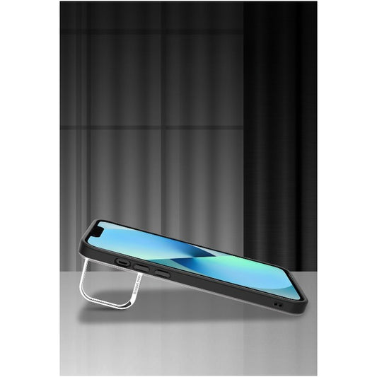 Husa de protectie pentru iPhone 14, cu suport metalic pentru camera, Bracket Series, Flippy, Protectie Antisoc, PC mat, silicon moale pe margini, Negru-1