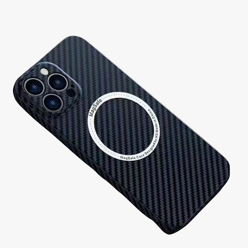 Husa de protectie pentru iPhone 14, Flippy, Magnetica, MagSafe, Carbon Fiber Protectie Antisoc, Albastru-2