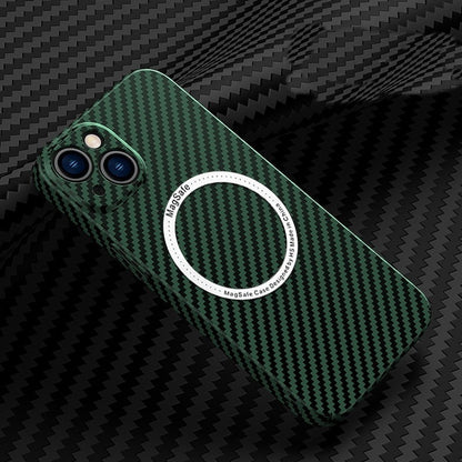Husa de protectie pentru iPhone 14, Flippy, Magnetica, MagSafe, Carbon Fiber Protectie Antisoc, Verde-2