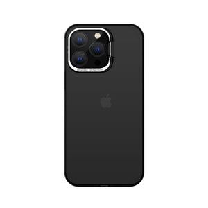 Husa de protectie pentru iPhone 14 Plus, cu suport metalic pentru camera, Bracket Series, Flippy, Protectie Antisoc, PC mat, silicon moale pe margini, Negru-0