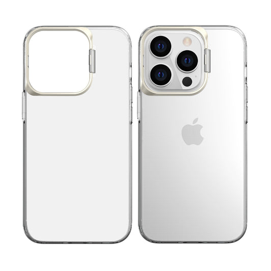 Husa de protectie pentru iPhone 14 Plus, cu suport metalic pentru camera, Bracket Series, Flippy, Protectie Antisoc, PC mat, silicon moale pe margini, Transparent-0