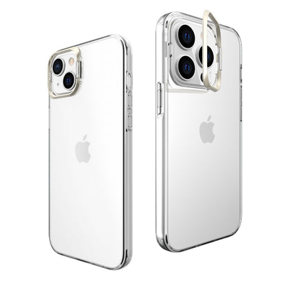 Husa de protectie pentru iPhone 14 Pro Max, cu suport metalic pentru camera, Bracket Series, Flippy, Protectie Antisoc, PC mat, silicon moale pe margini, Transparent-3