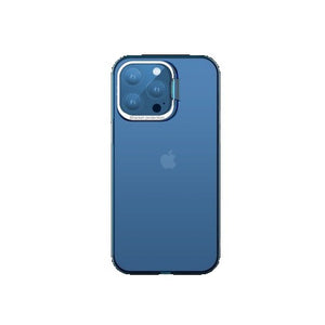 Husa de protectie pentru iPhone 14 Pro Max, cu suport metalic pentru camera, Bracket Series, Flippy, Protectie Antisoc, PC mat, silicon moale pe margini, Albastru-0