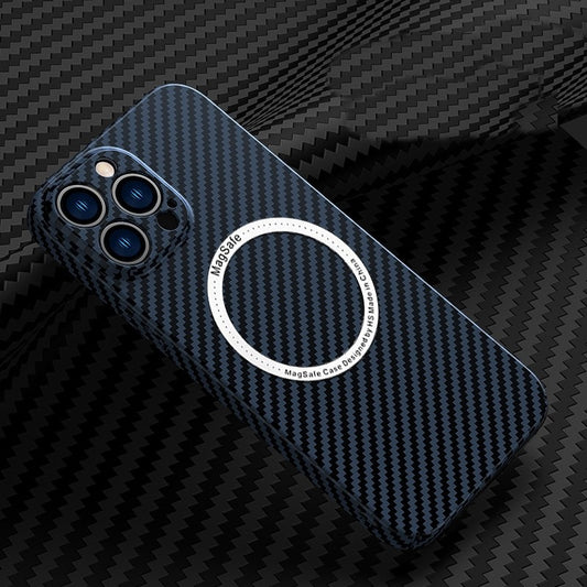 Husa de protectie pentru iPhone 14 Pro Max, Flippy, Magnetica, MagSafe, Carbon Fiber Protectie Antisoc, Albastru-1