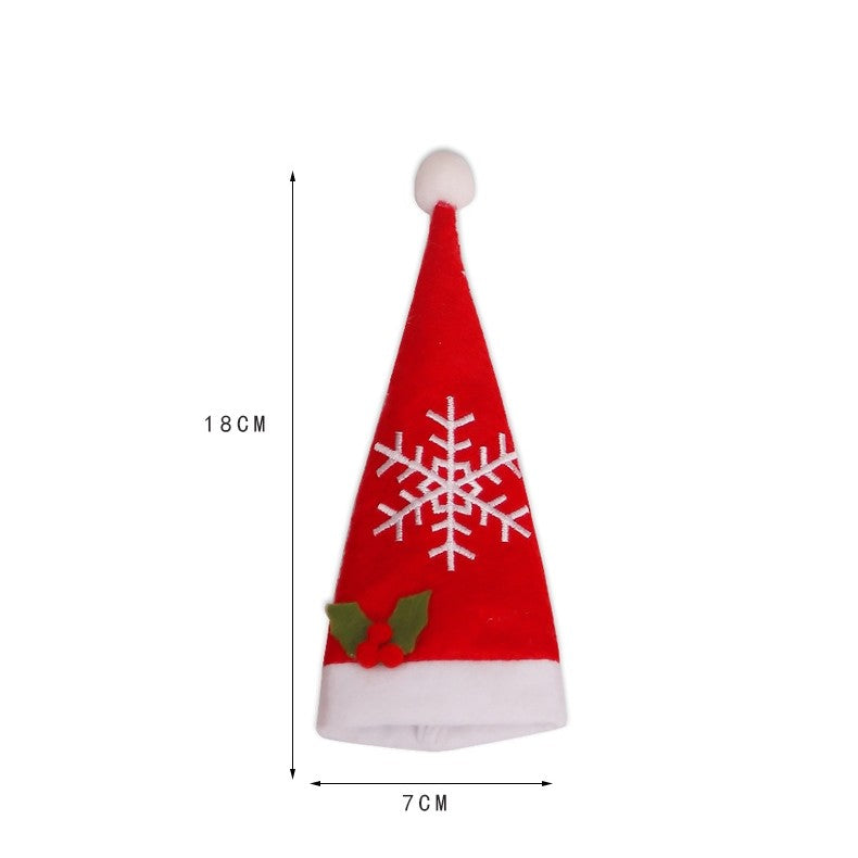 Husa decorativa festiva pentru 3 tacamuri Flippy, model caciulita cu fulg, material textil si poliester, 18 x 7 cm, rosu-2