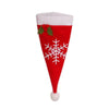 Husa decorativa festiva pentru 3 tacamuri Flippy, model caciulita cu fulg, material textil si poliester, 18 x 7 cm, rosu-0
