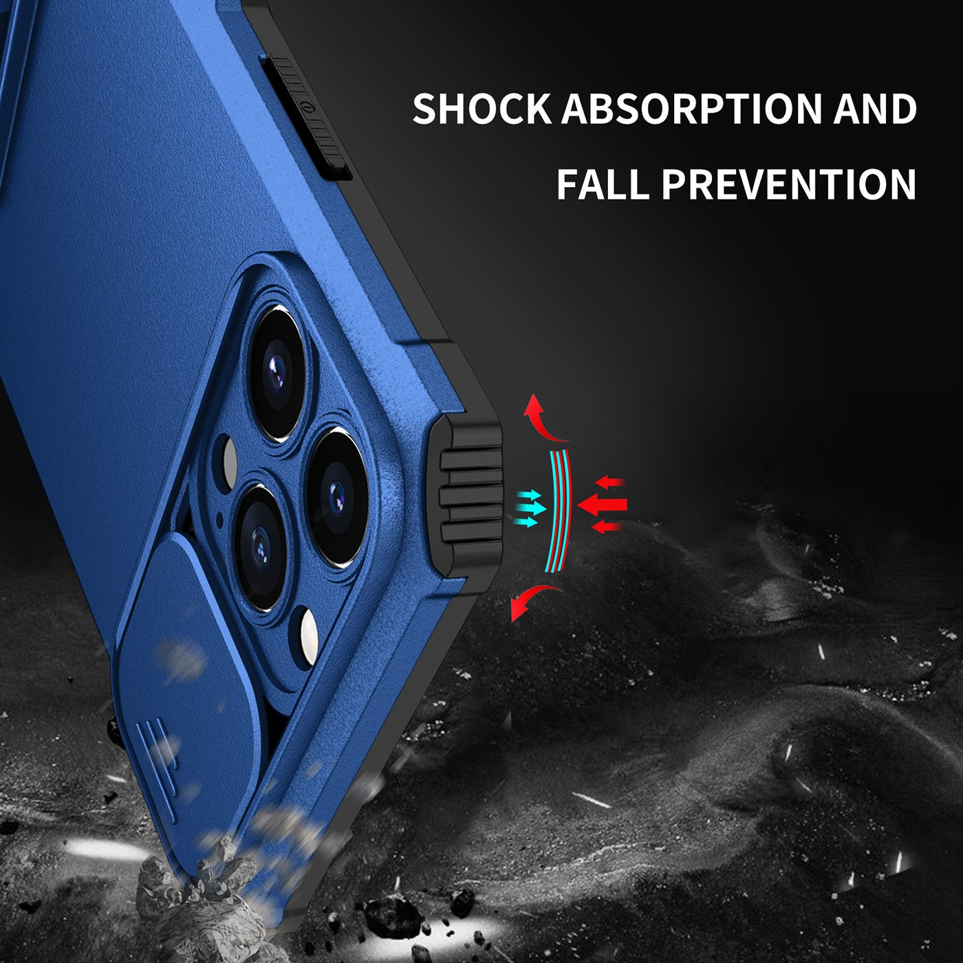Husa Defender cu Stand pentru iPhone 12 Pro Max, Albastru, Suport reglabil, Antisoc, Protectie glisanta pentru camera, Flippy-5