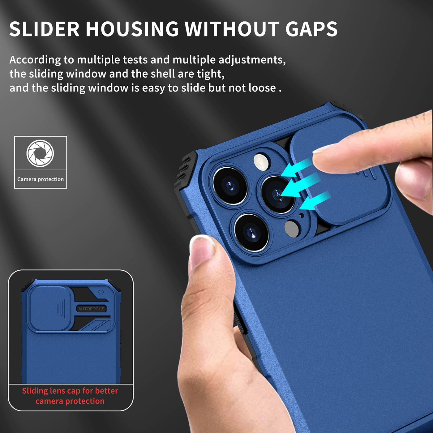 Husa Defender cu Stand pentru iPhone 13 Pro Max, Albastru, Suport reglabil, Antisoc, Protectie glisanta pentru camera, Flippy-4