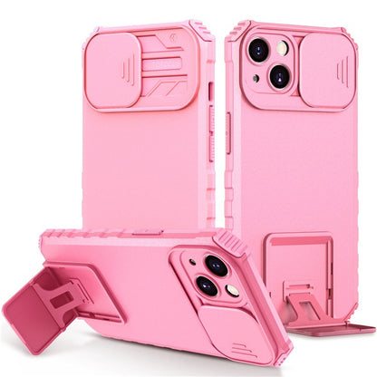 Husa Defender cu Stand pentru iPhone 13 Pro Max, Roz, Suport reglabil, Antisoc, Protectie glisanta pentru camera, Flippy-1