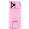 Husa Defender cu Stand pentru iPhone 13 Pro Max, Roz, Suport reglabil, Antisoc, Protectie glisanta pentru camera, Flippy-0