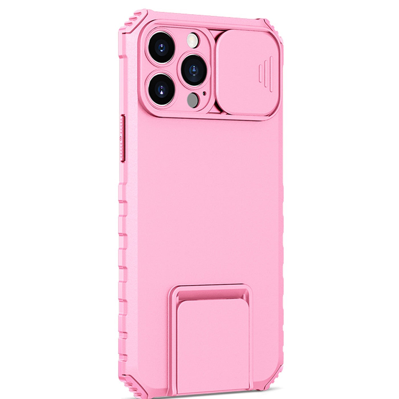 Husa Defender cu Stand pentru iPhone 13 Pro Max, Roz, Suport reglabil, Antisoc, Protectie glisanta pentru camera, Flippy-0