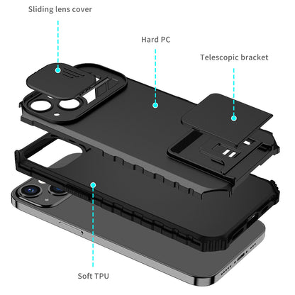 Husa Defender cu Stand pentru Samsung Galaxy A72 4G/ 5G, Negru, Suport reglabil, Antisoc, Protectie glisanta pentru camera, Flippy-5