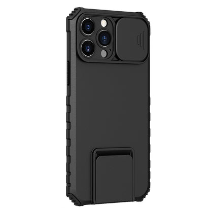 Husa Defender cu Stand pentru Samsung Galaxy A72 4G/ 5G, Negru, Suport reglabil, Antisoc, Protectie glisanta pentru camera, Flippy-0