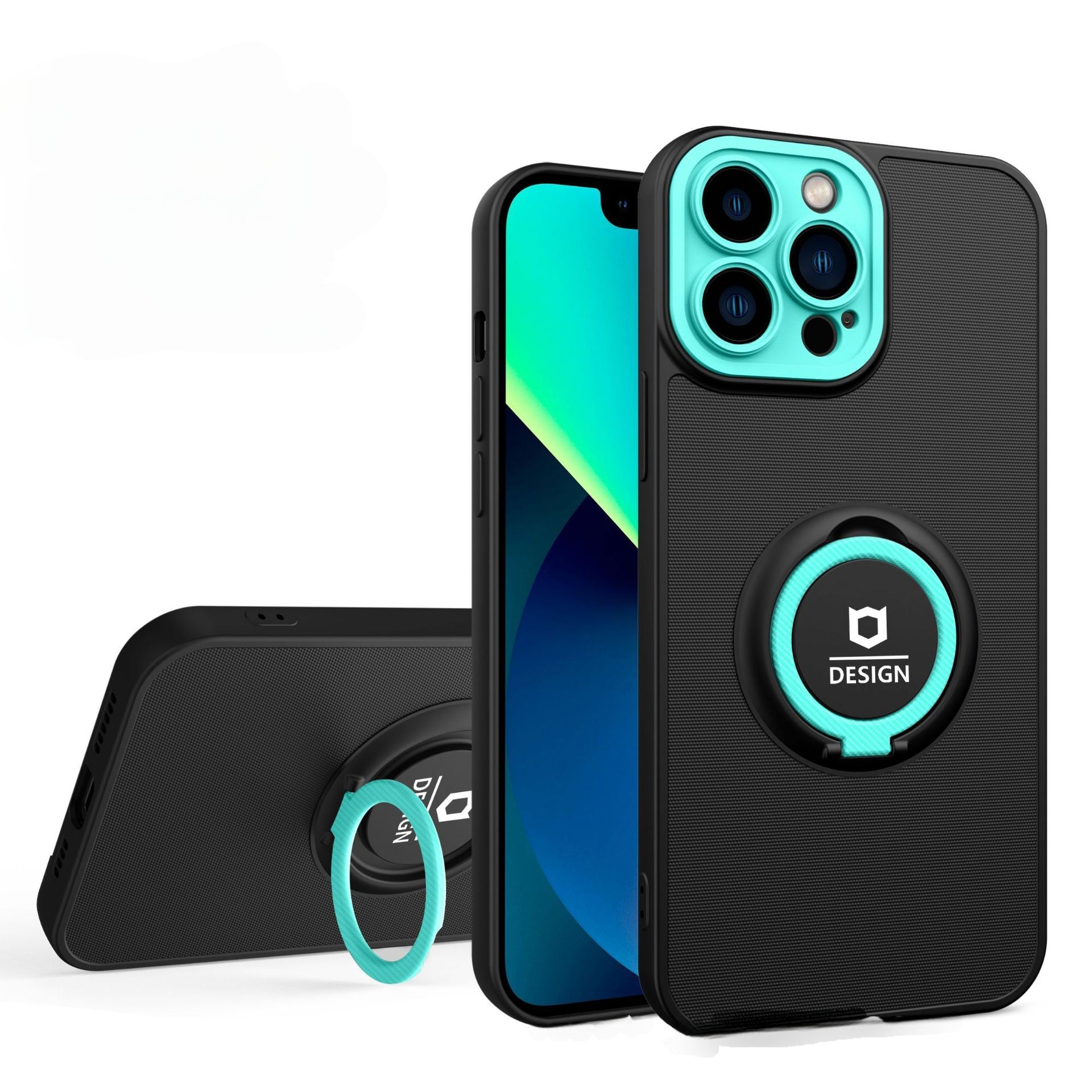 Husa Eagle Eye cu Stand pentru Apple iPhone 12 (6.1) Negru/Turcoaz, Suport Auto Magnetic, Protectie Antisoc, Flippy-1