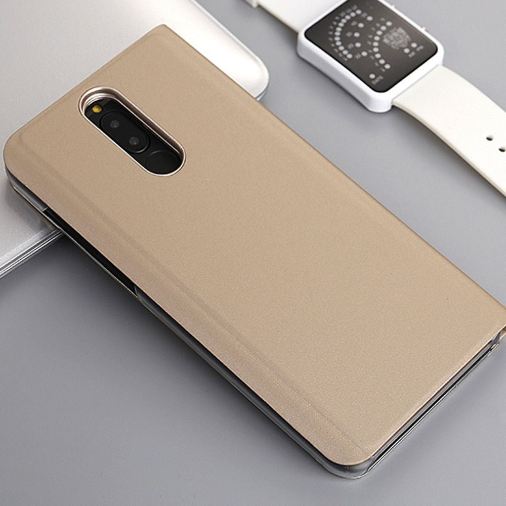 Husa Tip Carte, Flippy, Compatibila cu Huawei Mate 10 Lite, Flip Cover Oglinda, Auriu-2
