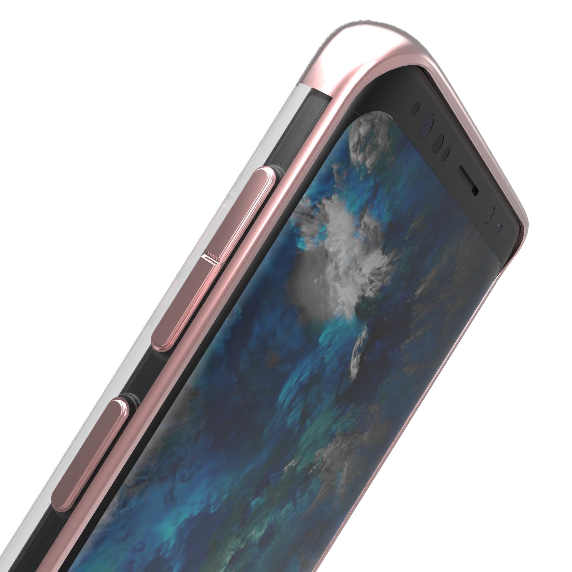 Husa Huawei P20 Lite Transparent cu Margini Roz-Aurii-2