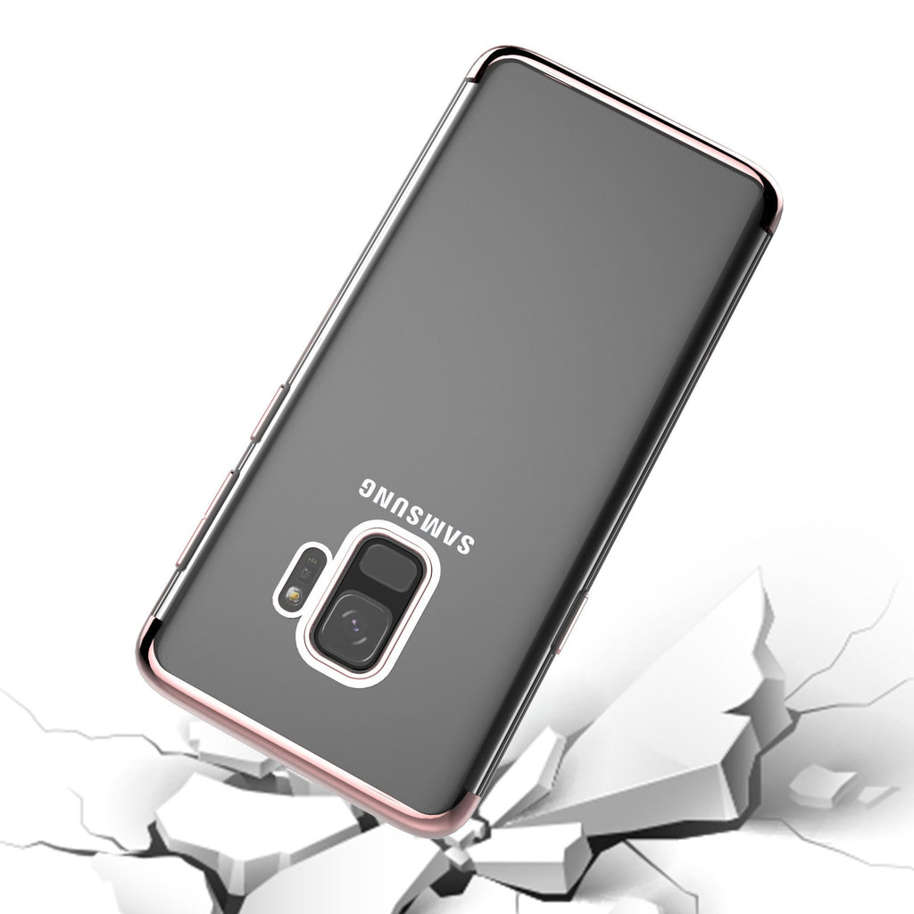 Husa Huawei P20 Lite Transparent cu Margini Roz-Aurii-3