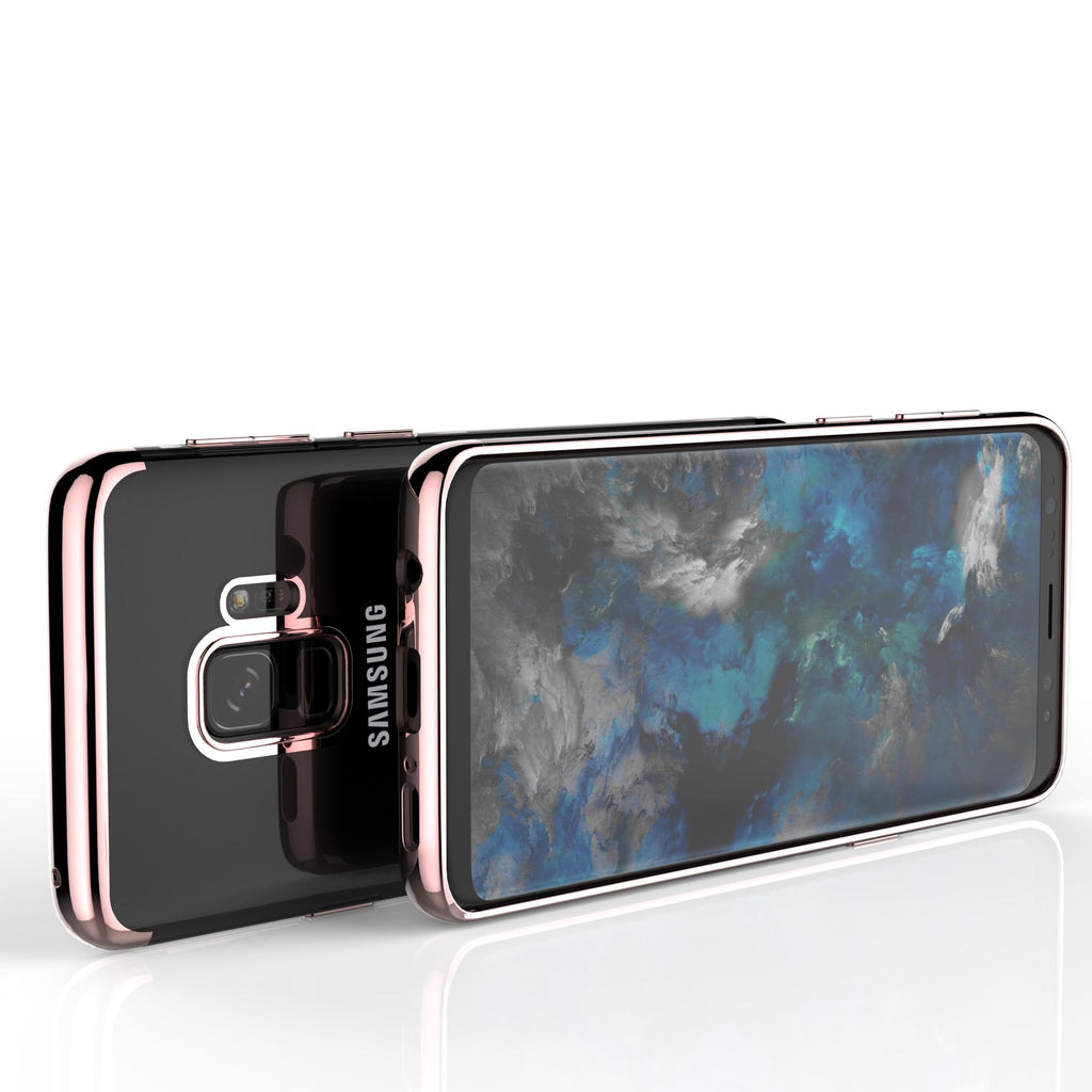 Husa Huawei P20 Lite Transparent cu Margini Roz-Aurii-4