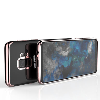 Husa Huawei P20 Lite Transparent cu Margini Roz-Aurii-4