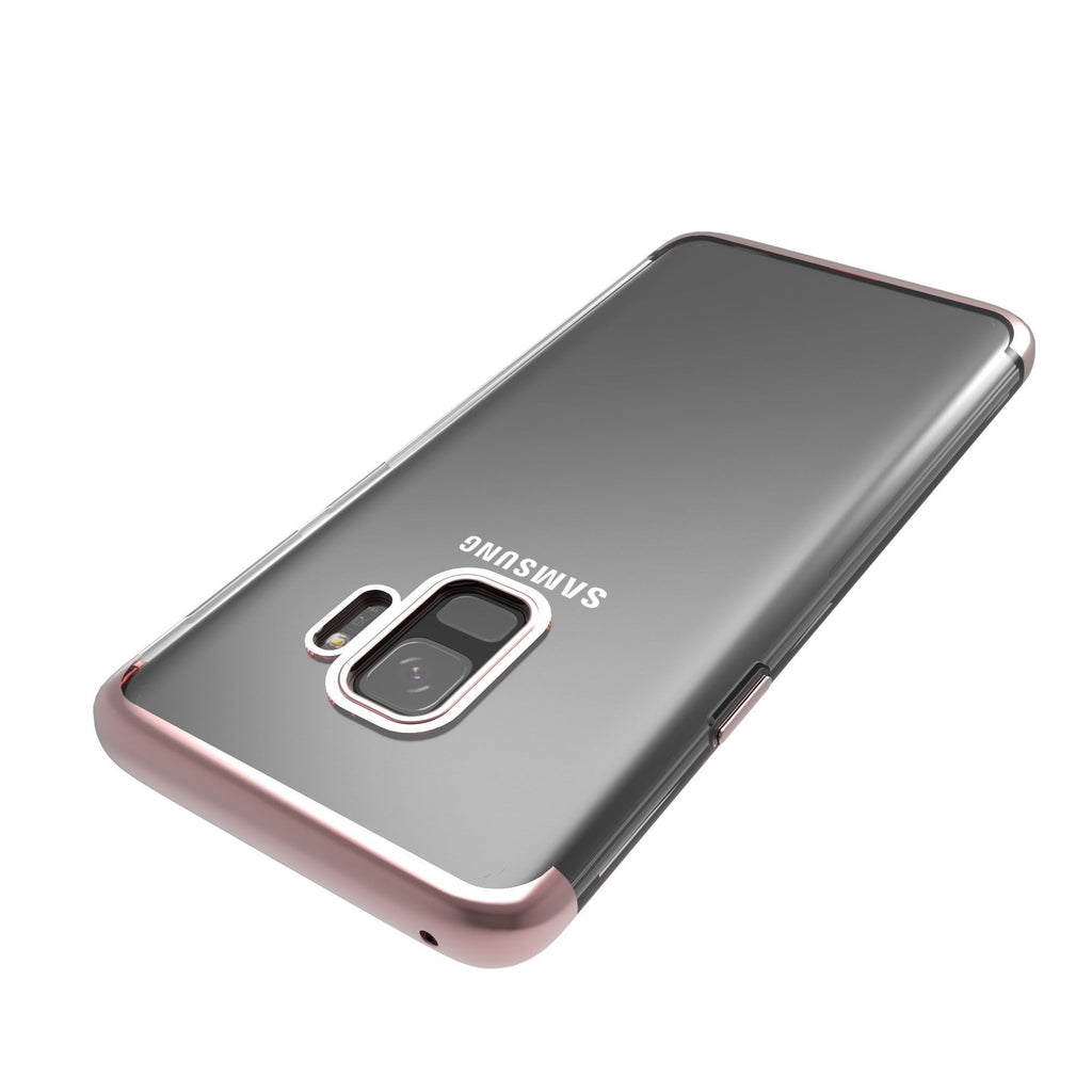 Husa Huawei P20 Lite Transparent cu Margini Roz-Aurii-5