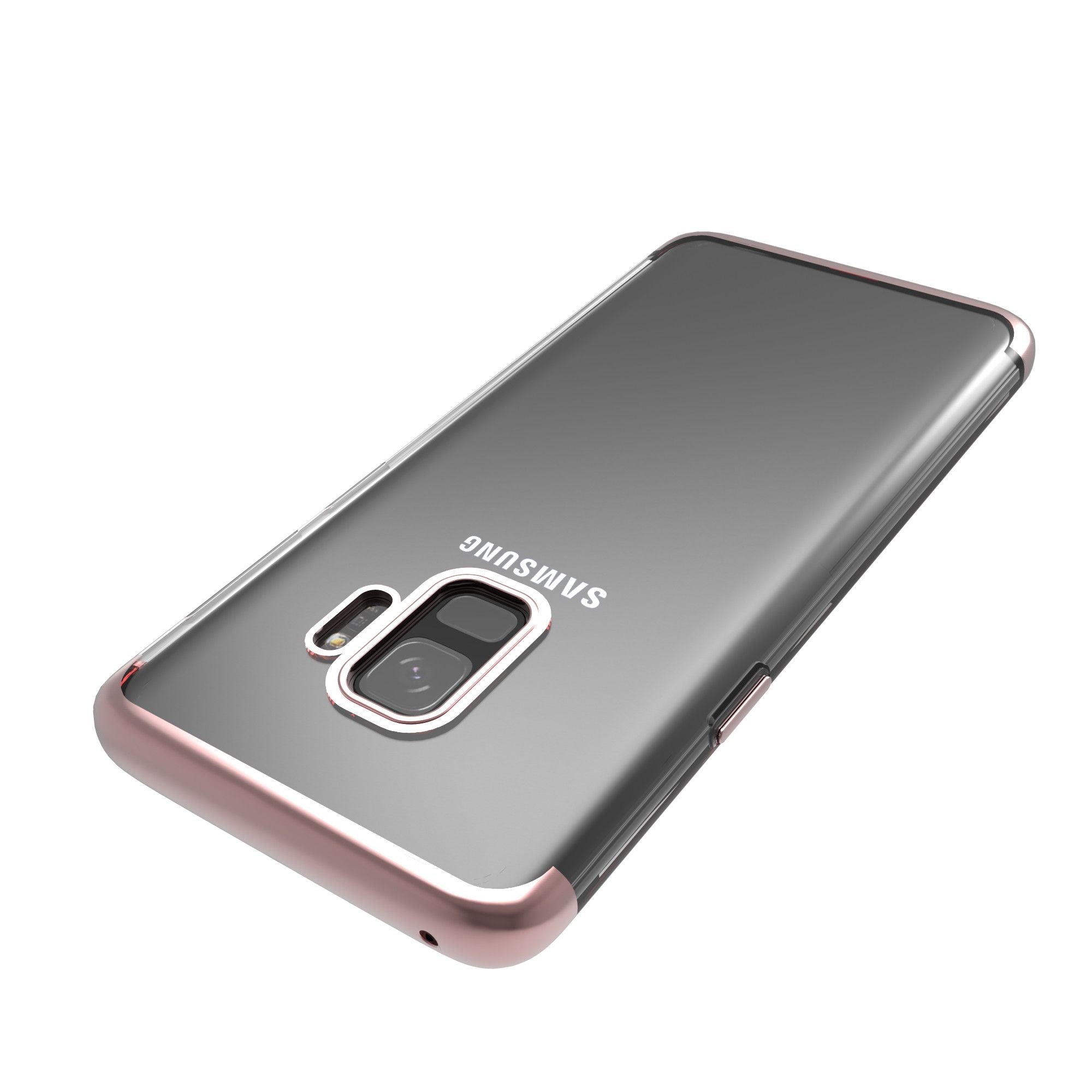 Husa Huawei P20 Lite Transparent cu Margini Roz-Aurii-5