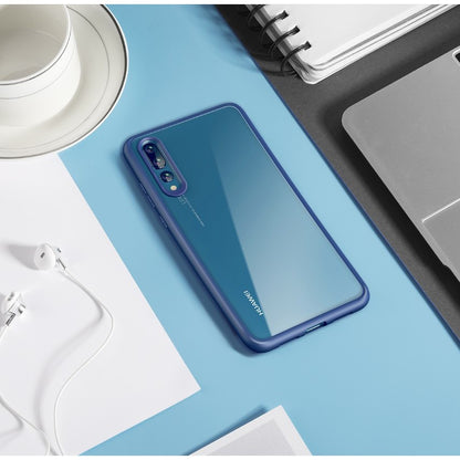 Husa Huawei P20 Transparent cu Margini Albastre-2