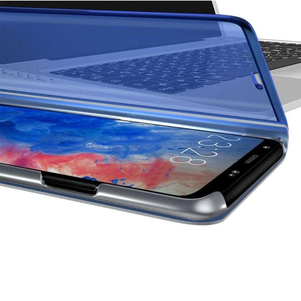 Husa Huawei Y5P 2020 Flip Cover Oglinda Albastru-3