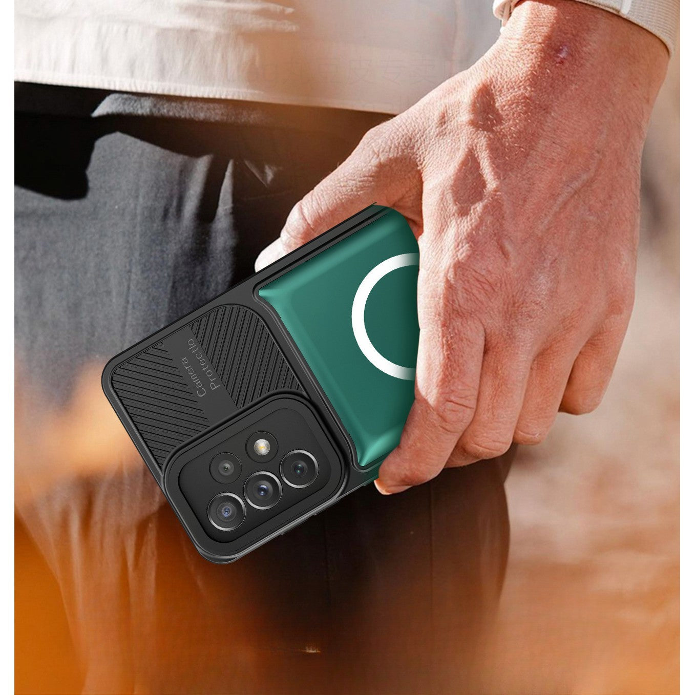 Husa Urban Armor pentru Samsung S23 Plus Verde inchis, Suport Auto Magnetic, Protectie Antisoc, Flippy-3