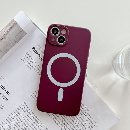 Husa MagSafe pentru Apple iPhone 11, Silicon, Protectie pentru camera, Magnetica, Incarcare Wireless,  Flippy, Visiniu-1