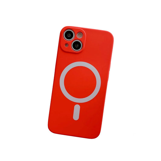 Husa MagSafe pentru Apple iPhone 14 Pro, Silicon, Protectie pentru camera, Magnetica, Incarcare Wireless,  Flippy, Rosu-1
