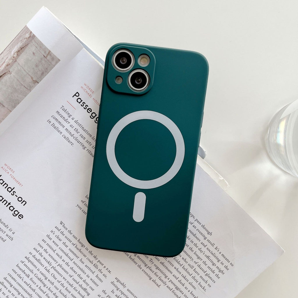 Husa MagSafe pentru Apple iPhone 14 Pro, Silicon, Protectie pentru camera, Magnetica, Incarcare Wireless,  Flippy, Verde-2