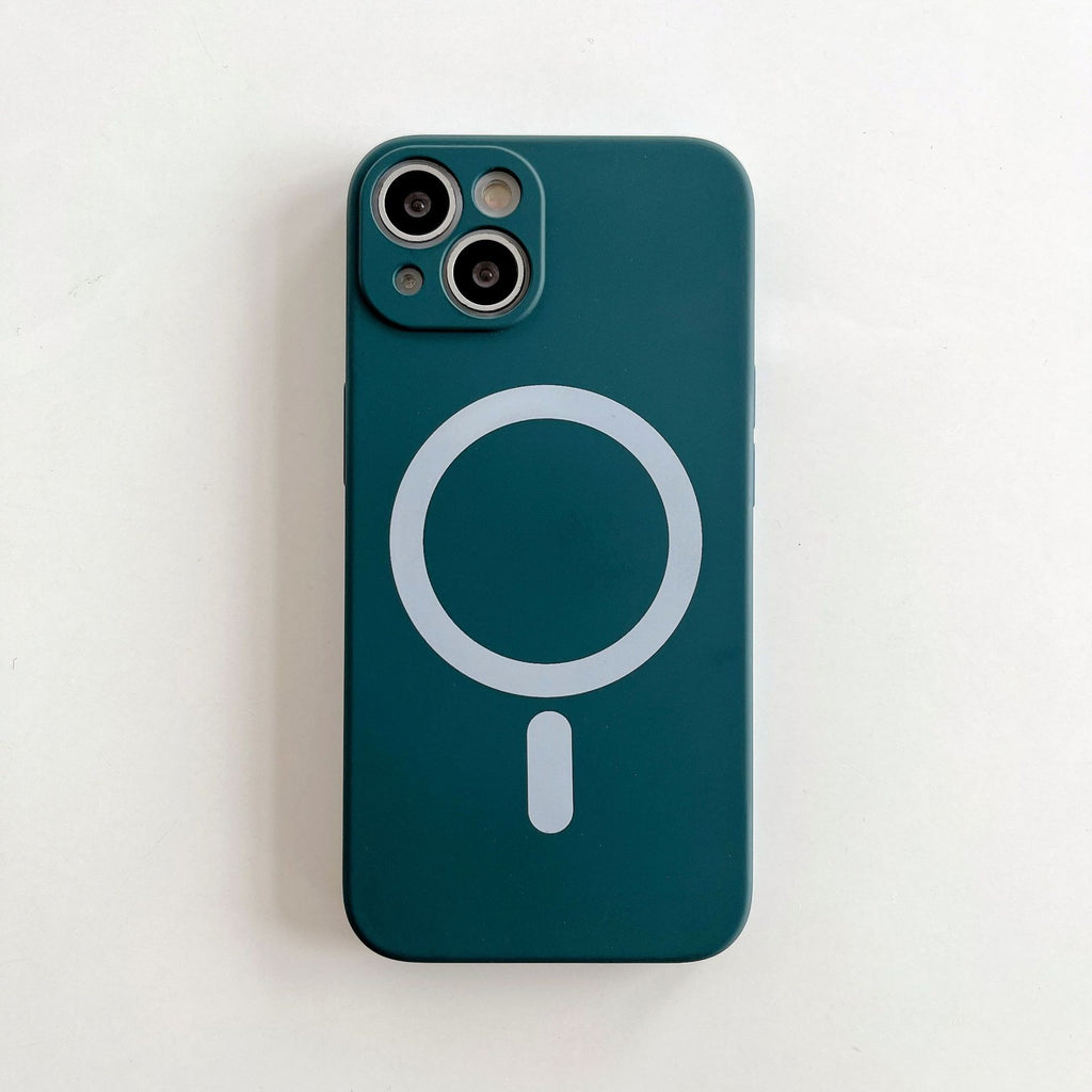 Husa MagSafe pentru Apple iPhone 13, Silicon, Protectie pentru camera, Magnetica, Incarcare Wireless,  Flippy, Verde-1